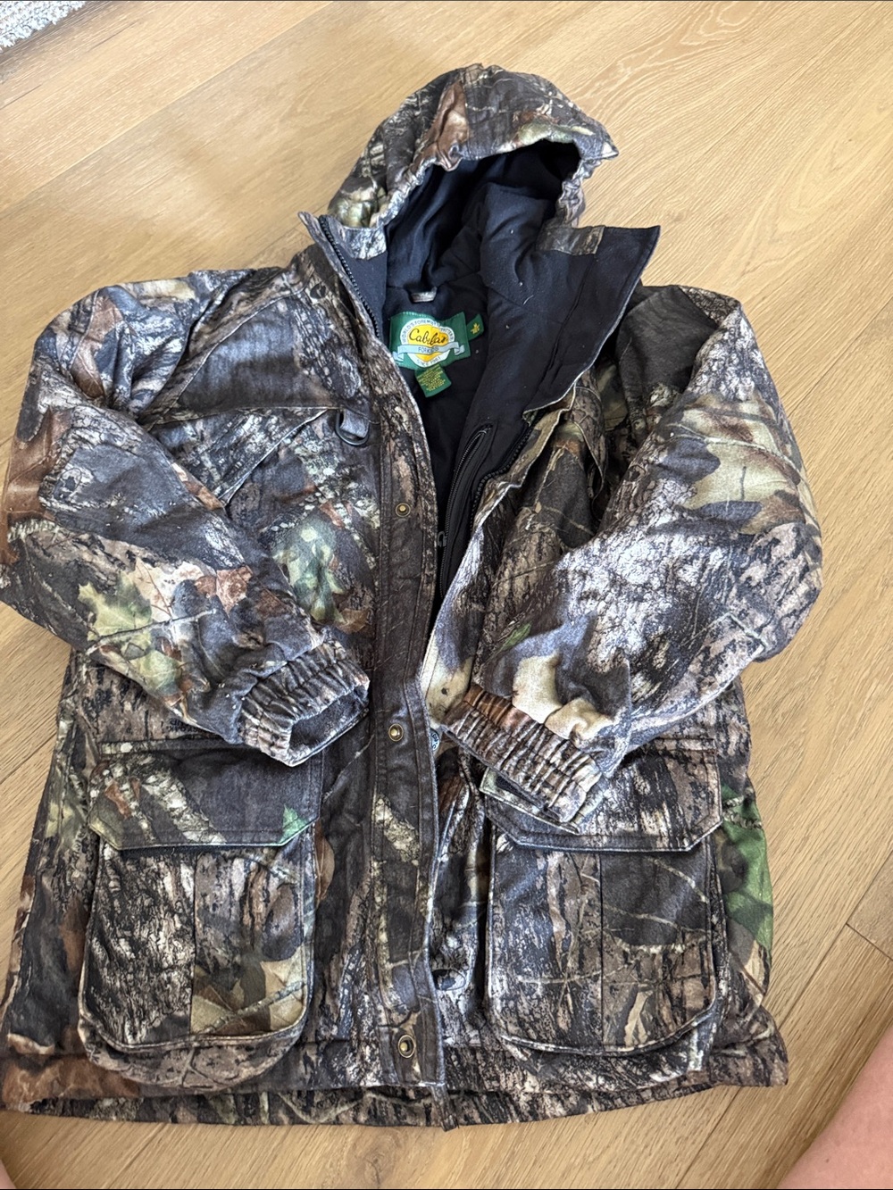 Cabela's Kids Realtree Camo Hooded Puffer Jacket - Brown Green Black